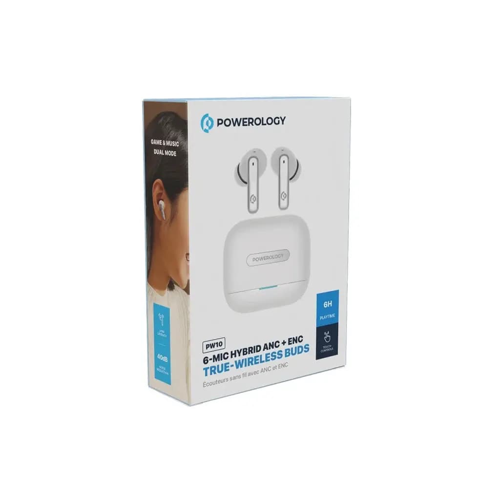 هندزفری بلوتوثی پاورولوژی مدل Powerology 6 Mic Hybrid ANC + ENC True Wireless Buds PW10 — تصویر ۴