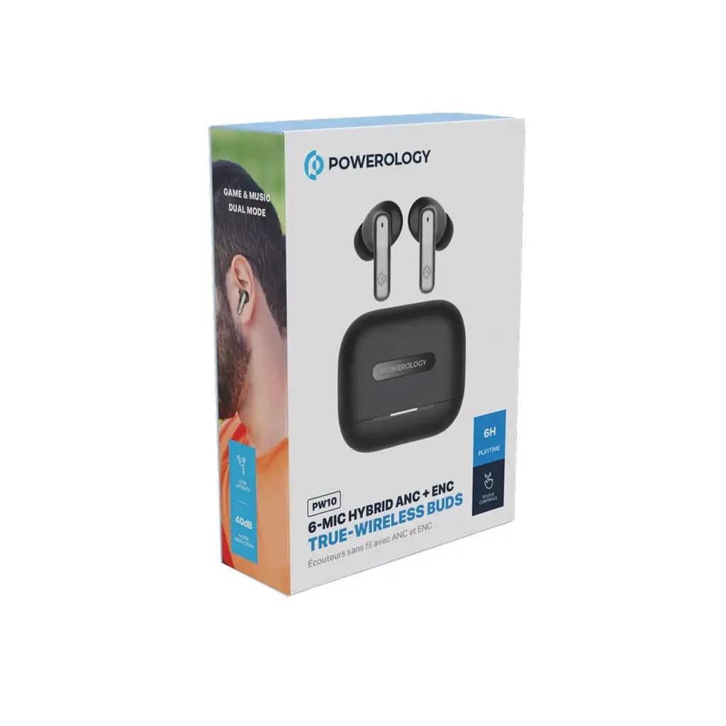 هندزفری بلوتوثی پاورولوژی مدل Powerology 6 Mic Hybrid ANC + ENC True Wireless Buds PW10 — تصویر ۱۰