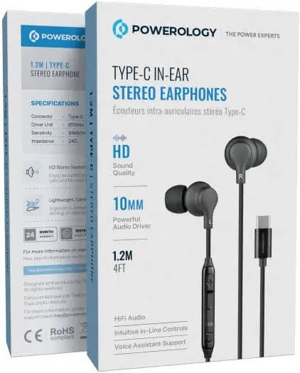 هندزفری پاورولوژی مدل Powerology Type-C In-Ear Stereo Earphones