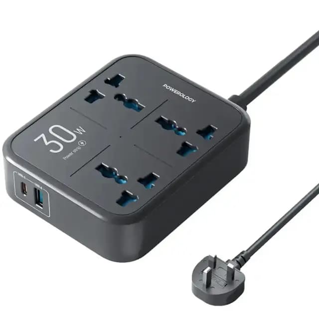 چند راهی و محافظ برق 3250 وات سه سوکت، یک USB و یک تایپ‌سی پاورولوژی PWCUQC037 — تصویر ۴