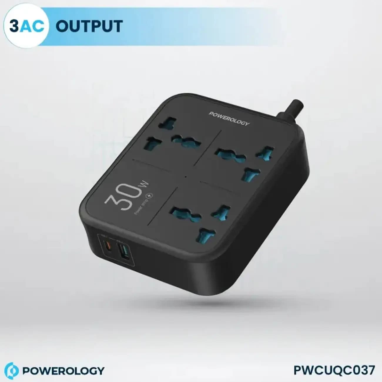 چند راهی و محافظ برق 3250 وات سه سوکت، یک USB و یک تایپ‌سی پاورولوژی PWCUQC037 — تصویر ۸