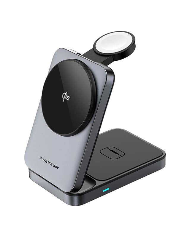 شارژر وایرلس 3 در 1 پاوررولوژی Powerology Qi2 Fast Charging Multi-Device Hub PWCUQC033 — تصویر ۸