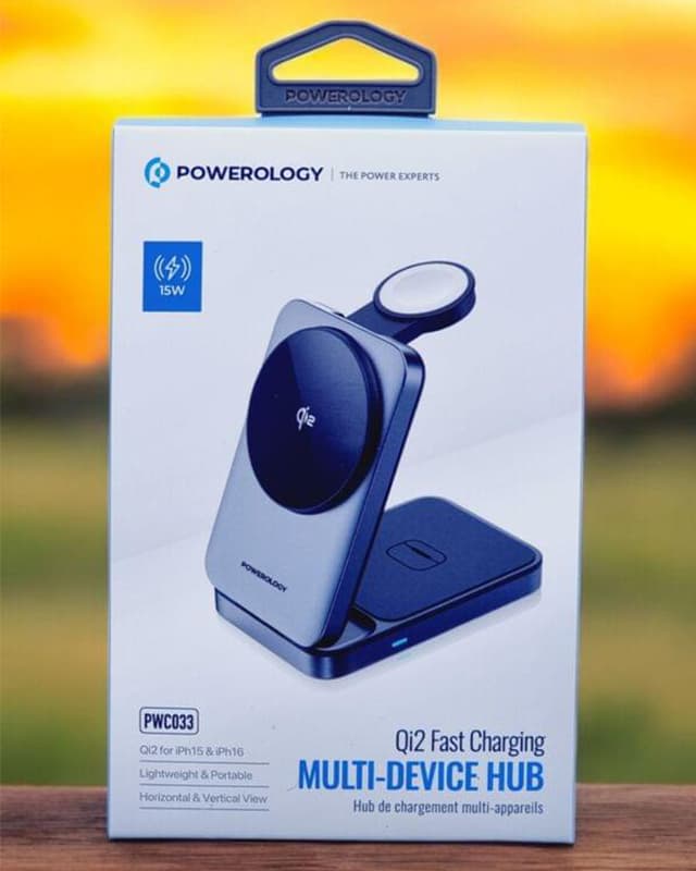 شارژر وایرلس 3 در 1 پاوررولوژی Powerology Qi2 Fast Charging Multi-Device Hub PWCUQC033 — تصویر ۱۱