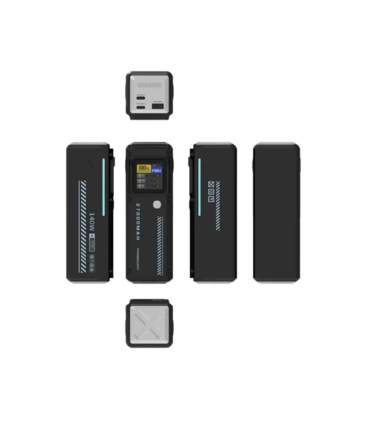پاوربانک مگ‌سیف 27 هزار پاورولوژی مدل Powerology 27000mAh Smart Display Power Bank PPBCHA83 – رنگ مشکی — تصویر ۳
