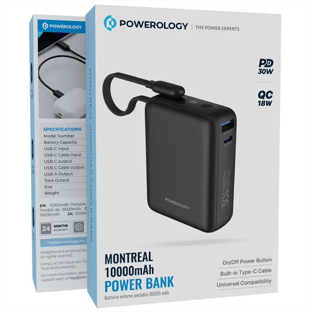 پاوربانک پاورولوجی مدل Montreal_PPBAM12 ظرفیت 10000 میلی آمپر ساعت — تصویر ۸