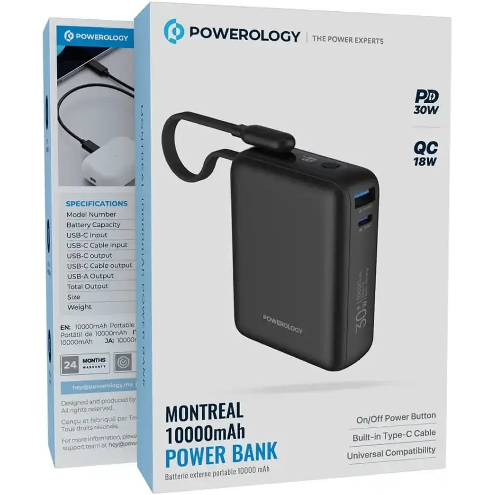 پاوربانک پاورولوجی مدل Montreal_PPBAM12 ظرفیت 10000 میلی آمپر ساعت