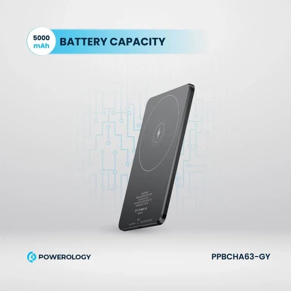 پاوربانک وایرلس فوق نازک 5000 مگ سیف پاورولوژی Powerology PPBCHA63 توان 20 وات — تصویر ۹