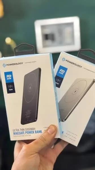 پاوربانک وایرلس فوق نازک 5000 مگ سیف پاورولوژی Powerology PPBCHA63 توان 20 وات