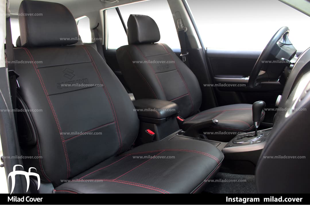 روکش صندلی سوزوکی ویتارا – vitara چرم رنگ مشکی دوخت قرمز