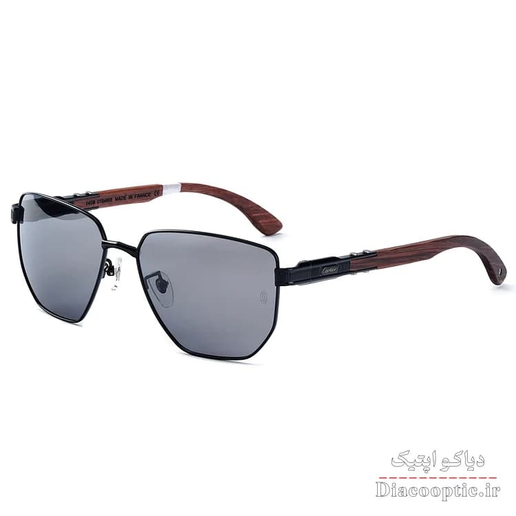 عینک آفتابی کارتیر مردانه دسته چوبی اورجینال کد CT0460 — تصویر ۱۲