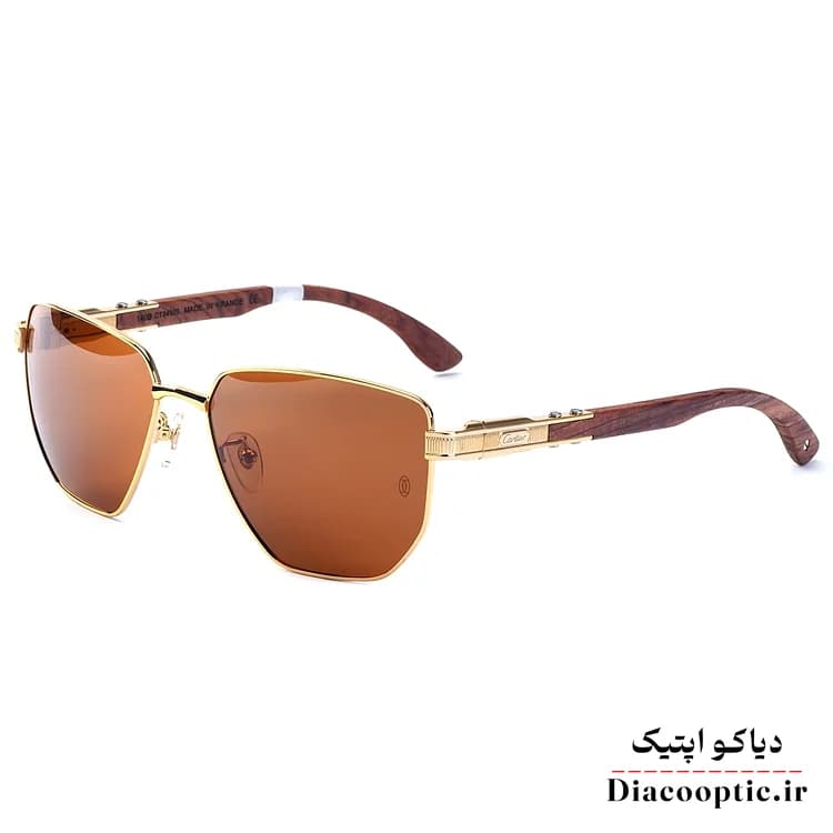عینک آفتابی کارتیر مردانه دسته چوبی اورجینال کد CT0460 — تصویر ۸