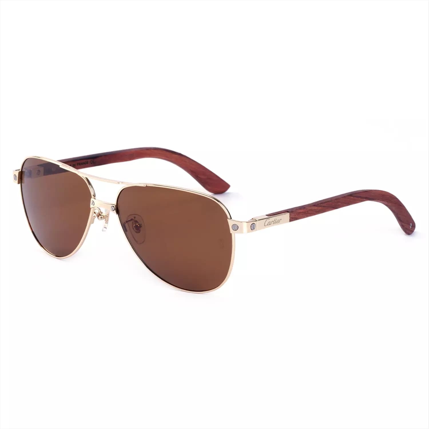 عینک آفتابی کارتیر مردانه دسته چوبی اورجینال کد CT8200827 — تصویر ۲