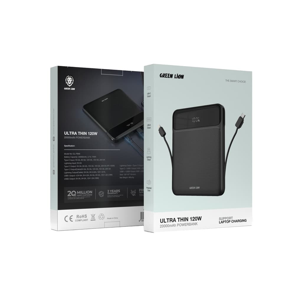پاوربانک 120 واتی 20000 میلی آمپر گرین لاین Green Lion GNULTHIN20 Ultra Thin 120W 20000mAh Power Bank — تصویر ۵