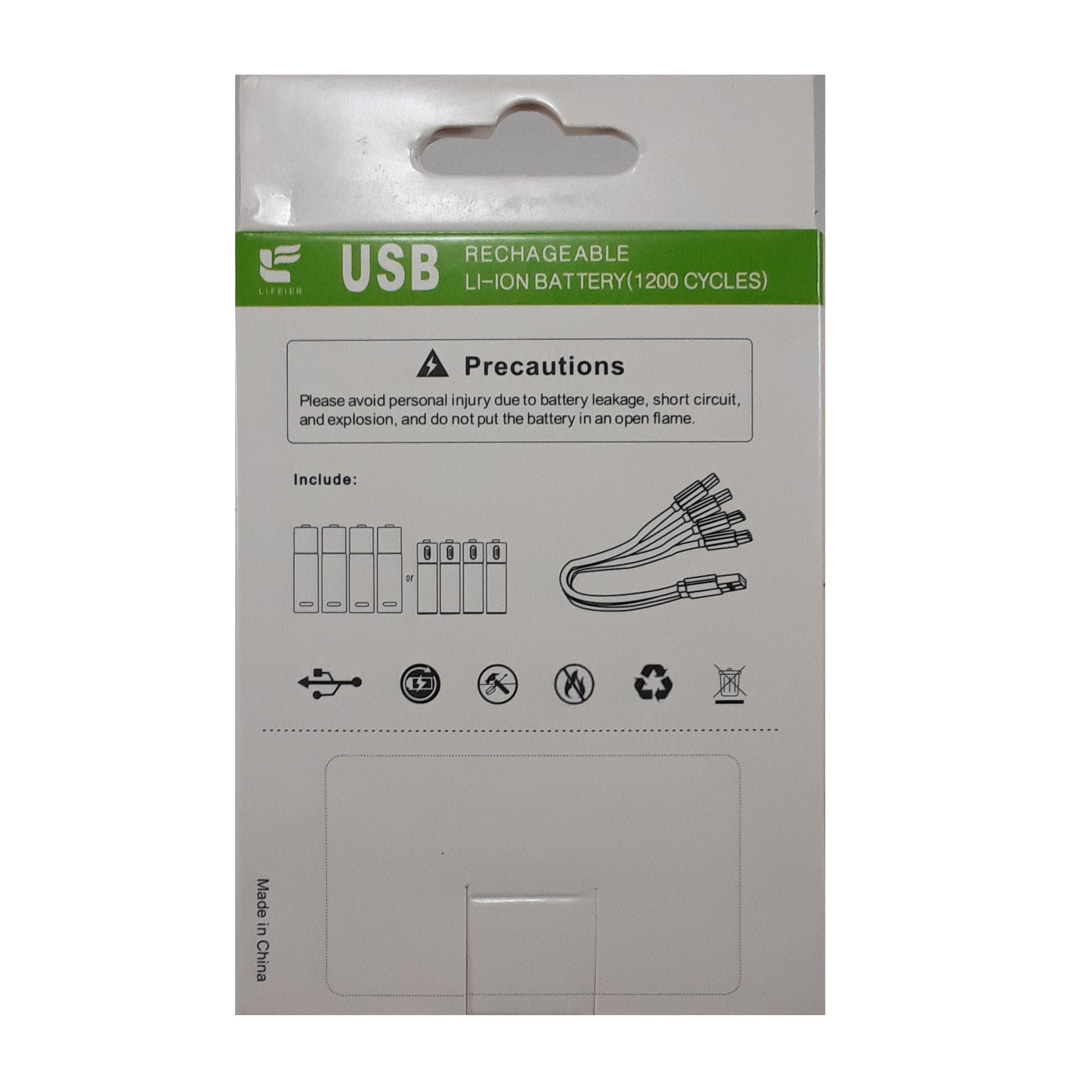 باتری نیم قلمی شارژی 1.5V 700mAh LIFEIER | دارای پورت micro USB | دو عددی — تصویر ۳