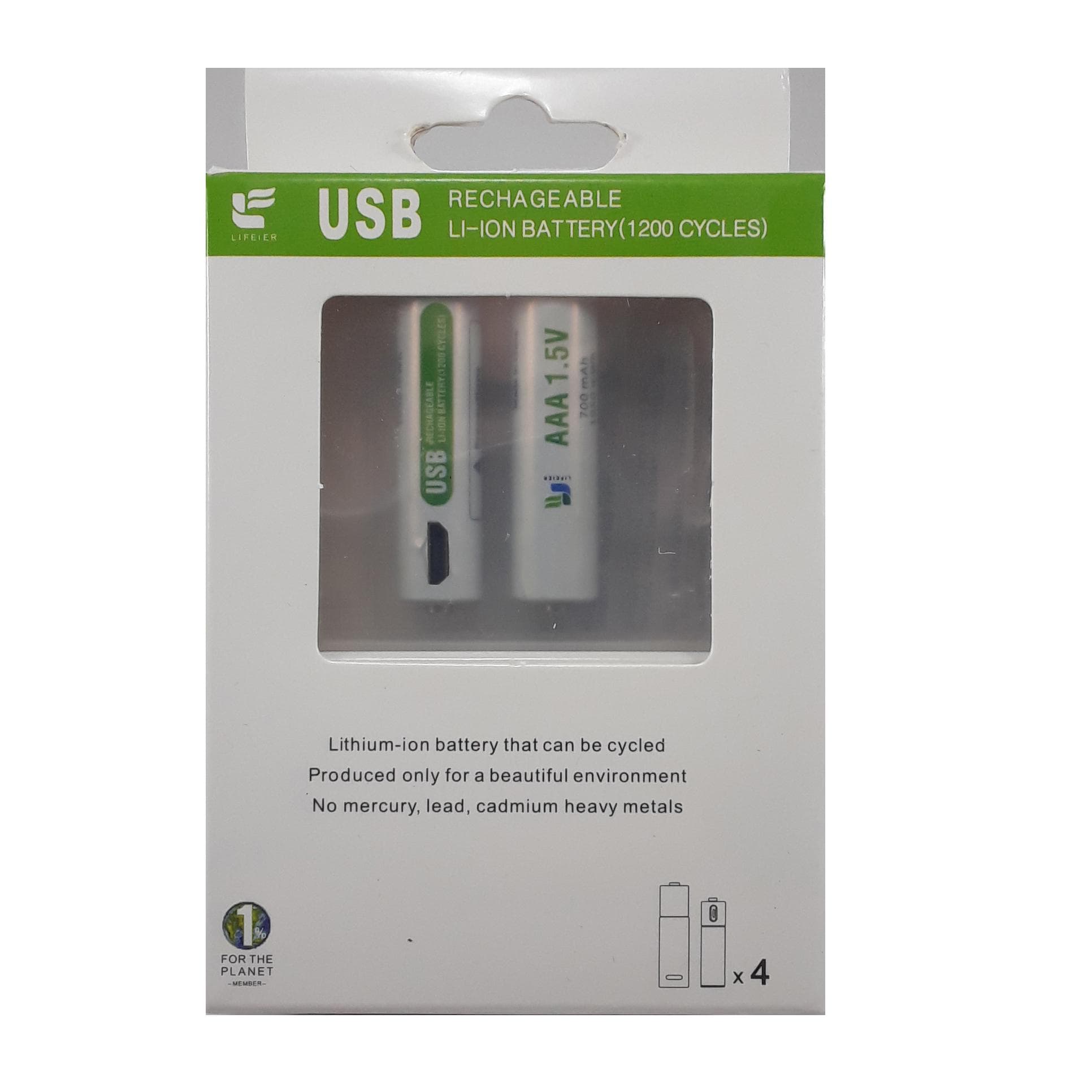 باتری نیم قلمی شارژی 1.5V 700mAh LIFEIER | دارای پورت micro USB | دو عددی