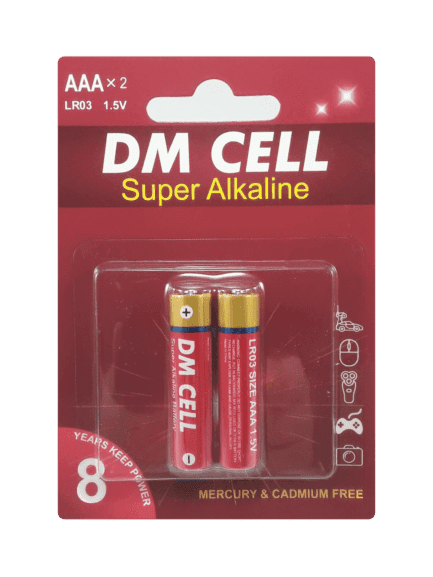 باتری نیم قلمی سوپر آلکالاین DM CELL | کارت 2 عددی | AAA — تصویر ۲