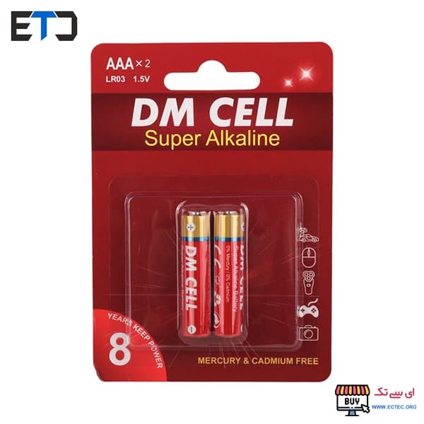 باتری نیم قلمی سوپر آلکالاین DM CELL | کارت 2 عددی | AAA — تصویر ۴