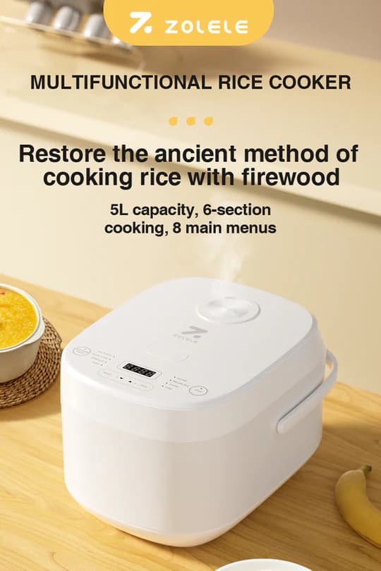 پلو پز 5 لیتری شیائومی Xiaomi ZOLELE Rice Cooker ZB600 (دارای یه موج کوچک در پایین بدنه ) — تصویر ۵