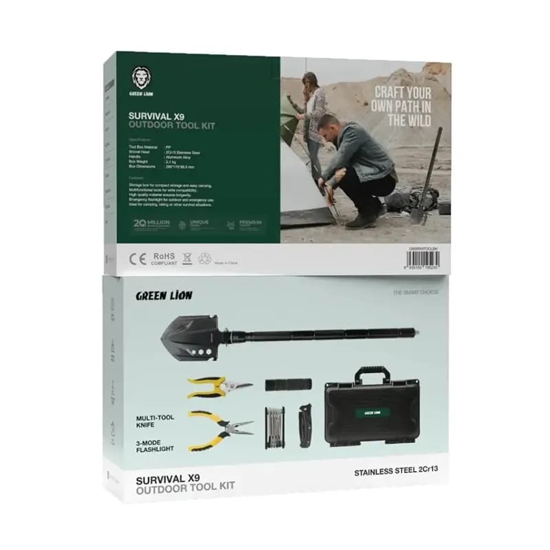 ست ابزار کمپینگ چندکاره گرین لاین Green lion GNSRX9TOOL survival X9 tool kit — تصویر ۴