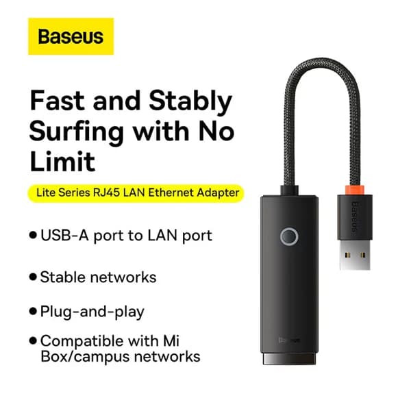 مبدل USB به LAN باسئوس مدل WKQX0000 100Mbps — تصویر ۴