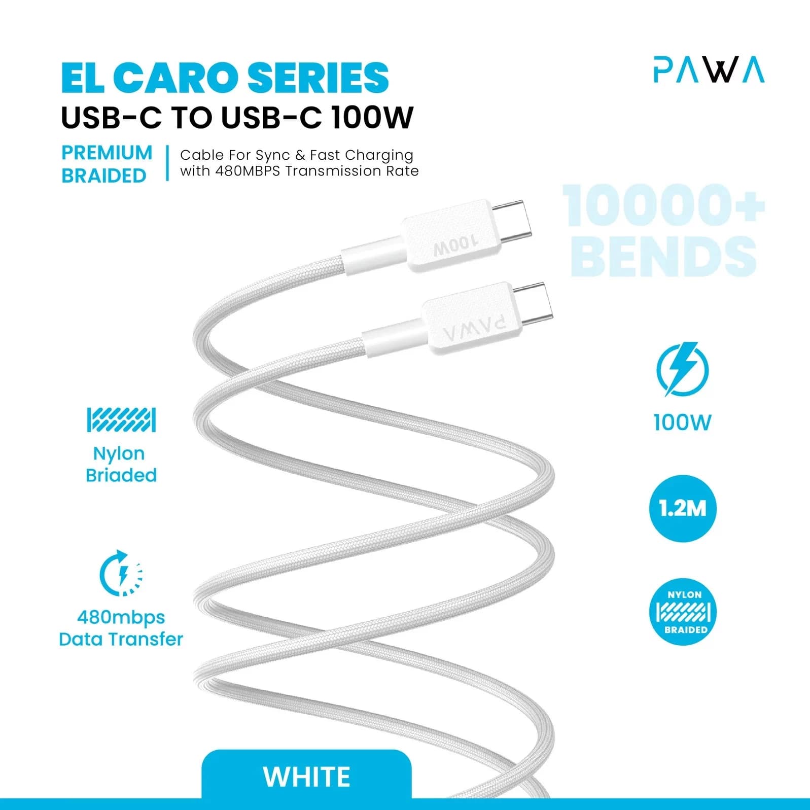 کابل تبدیل USB-C به USB-C پاوا مدل ELCARO 12B100CC — تصویر ۷