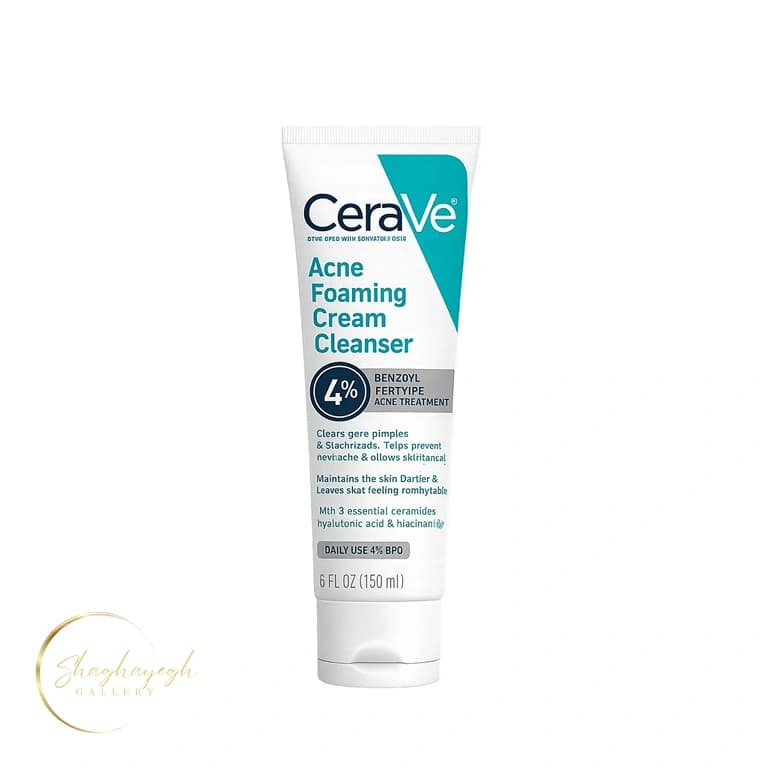 فوم کرمی شستشوی سراوی ضدجوش پوست چرب حاوی بنزوئیل پراکساید 4 درصد 150 میل CeraVe Acne Foaming Cream Cleanser 4% Benzoyl Peroxide