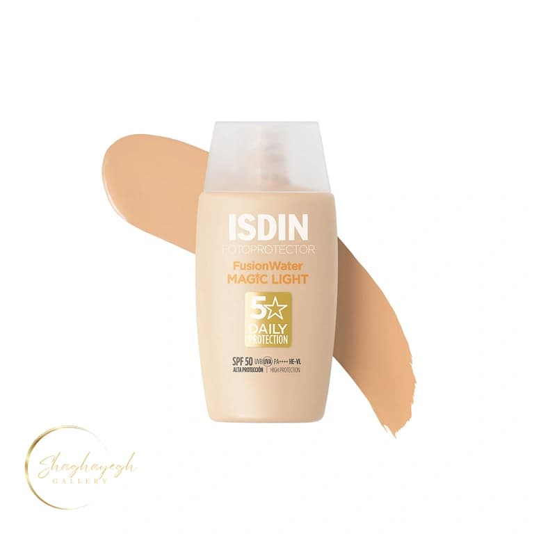 ضد آفتاب ایزدین فیوژن واتر مجیک لایت SPF50 مناسب انواع پوست 50 میل ISDIN Fotoprotector Fusion Water Magic Light SPF50