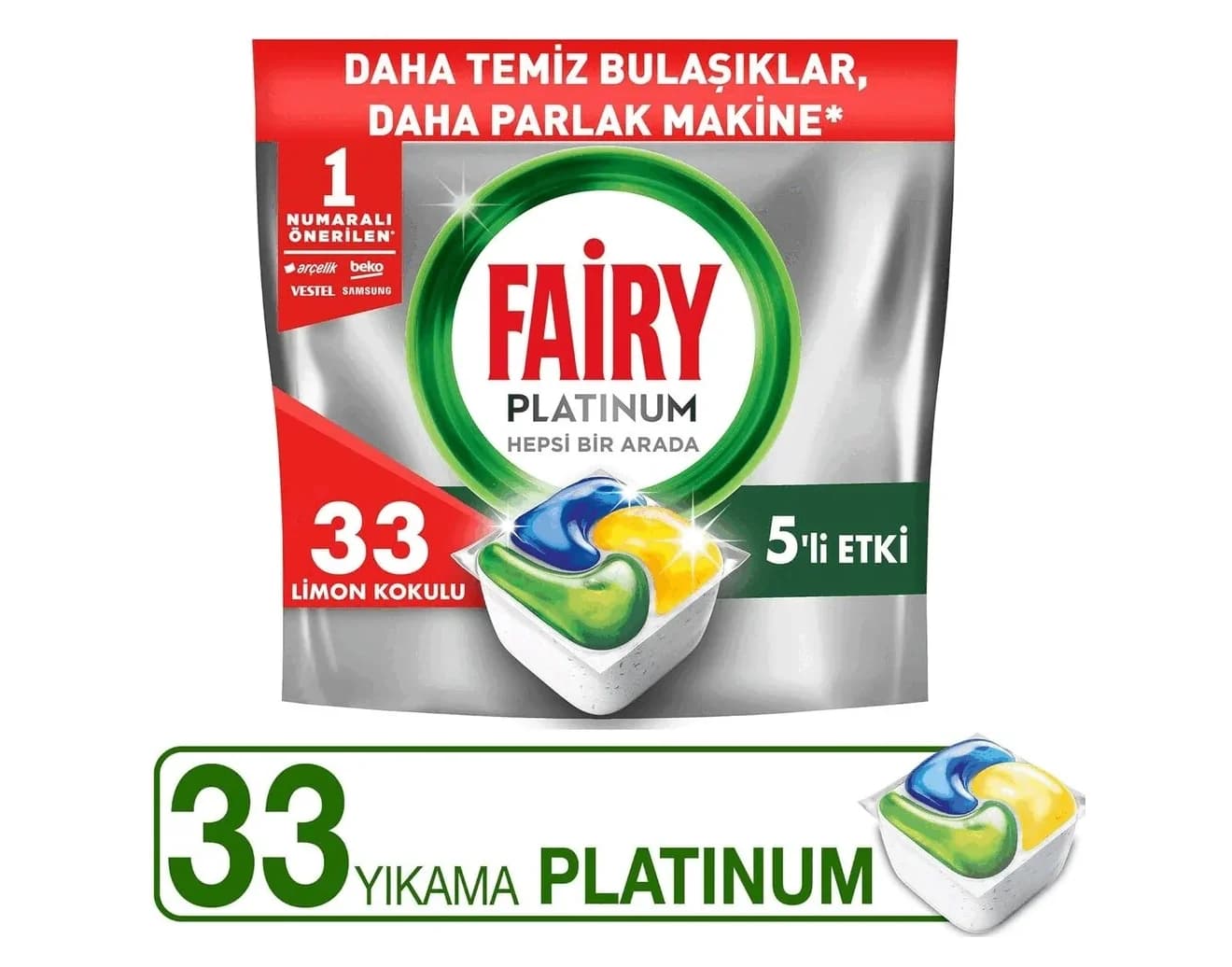 قرص ماشین ظرفشویی فیری مدل Platinum بسته 33 عددی — تصویر ۵