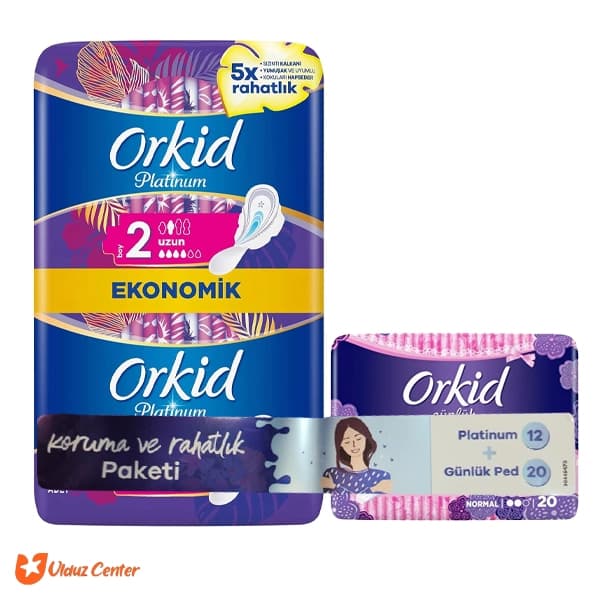 نوار بهداشتی ارکید مدل Platinum سایز 2 بسته 12 عددی + پد روزانه ارکید Gunluk بسته 20 عددی
