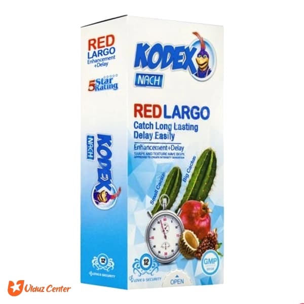 کاندوم تاخیری کودکس حاوی ژل انار مدل RedLargo بسته 12 عددی — تصویر ۳