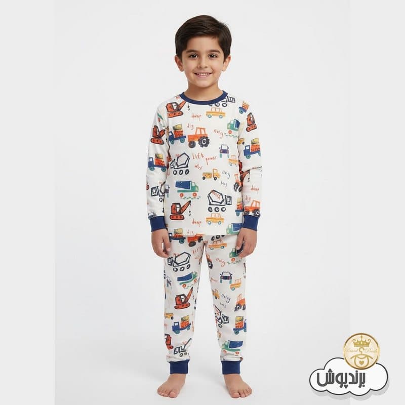 ست بلوز و شلوار بچگانه راحتی نخی طرح ماشین — تصویر ۶