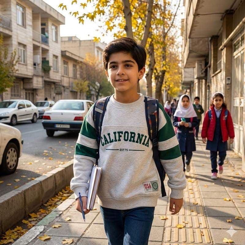 پلیور دورس پسرانه زارا مدل کالیفرنیا رنگ طوسی — تصویر ۴