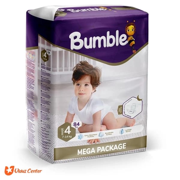 پوشک کودک چسبی بامبل Mega Paket سایز 4 بسته 84 عددی