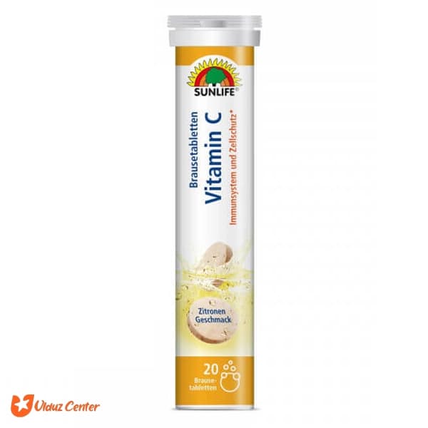 قرص جوشان ویتامین سی Sunlife با طعم لیمو بسته 20 عددی — تصویر ۳