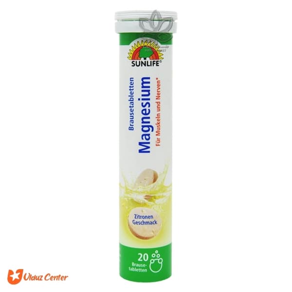 قرص جوشان منیزیوم Sunlife با طعم لیمو بسته 20 عددی — تصویر ۳