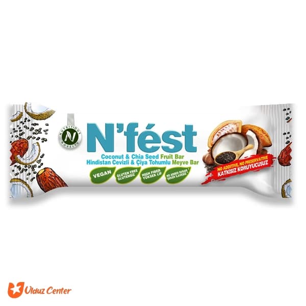 غلات بار Nfest با طعم نارگیل و دانه چیا 40 گرم — تصویر ۲
