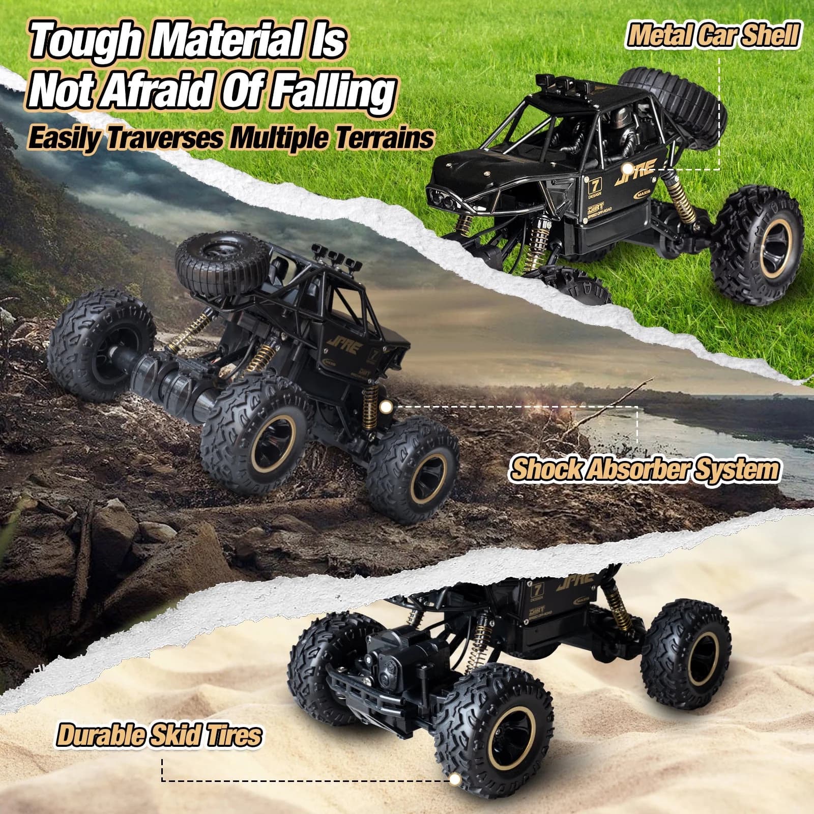 ماشین کنترلی آفرود بدنه فلزی دوربین دار مدل Rock CRAWLER کد 2093 — تصویر ۴