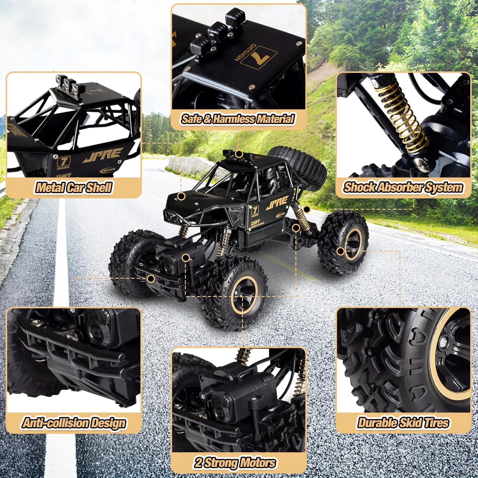 ماشین کنترلی آفرود بدنه فلزی دوربین دار مدل Rock CRAWLER کد 2093 — تصویر ۷
