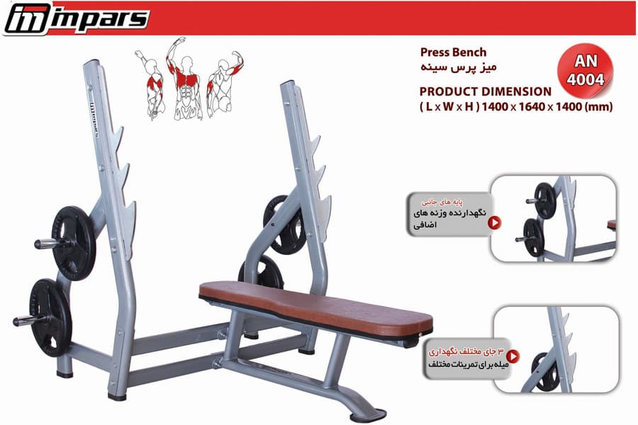 میز پرس سینه : pro3020-chest press Bench اینپارس (inpars) — تصویر ۴