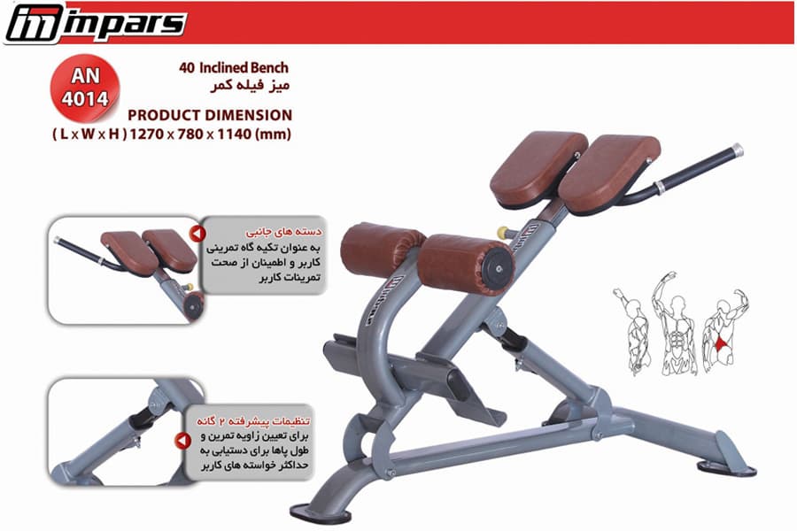 نیمکت فیله کمر : 3026 Lower Back Bench اینپارس (inpars) — تصویر ۴