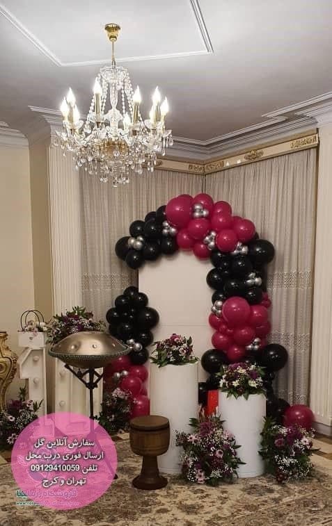 بادکنک آرایی قرمز مشکی نقره ای پینترستی 0011