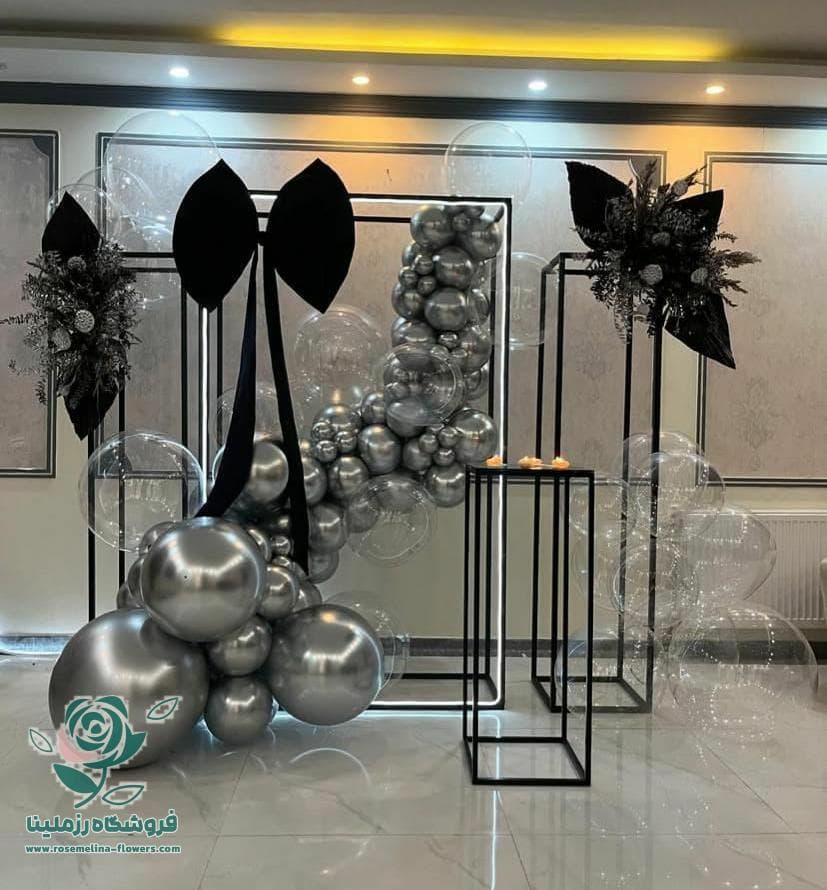 بادکنک آرایی طوسی مشکی پینترستی 0012 — تصویر ۳
