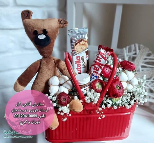 باکس گل شکلات و عروسک ولنتاین شماره 31