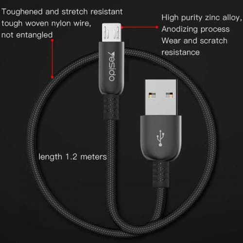 کابل تبدیل USB به MICRO USB یسیدو مدل CA25 طول 1.2 متر — تصویر ۴