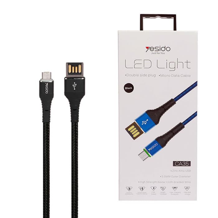 کابل میکرو یو اس بی YESIDO CA35 2.4A 1.2m — تصویر ۳