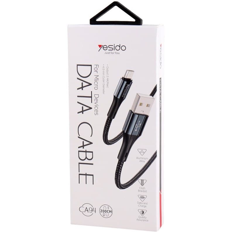 کابل میکرو یو اس بی فست شارژ YESIDO CA94 2.4A 2m — تصویر ۶