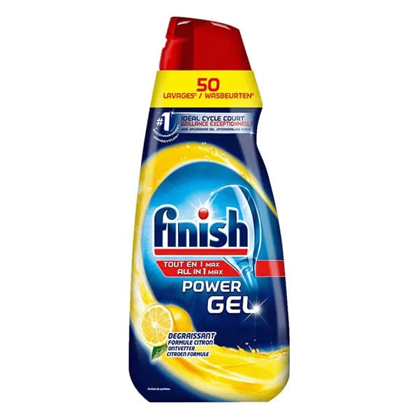 ژل ظرفشویی فینیش 50 بار All in 1 max با رایحه لیمو حجم 1 لیتری — تصویر ۲