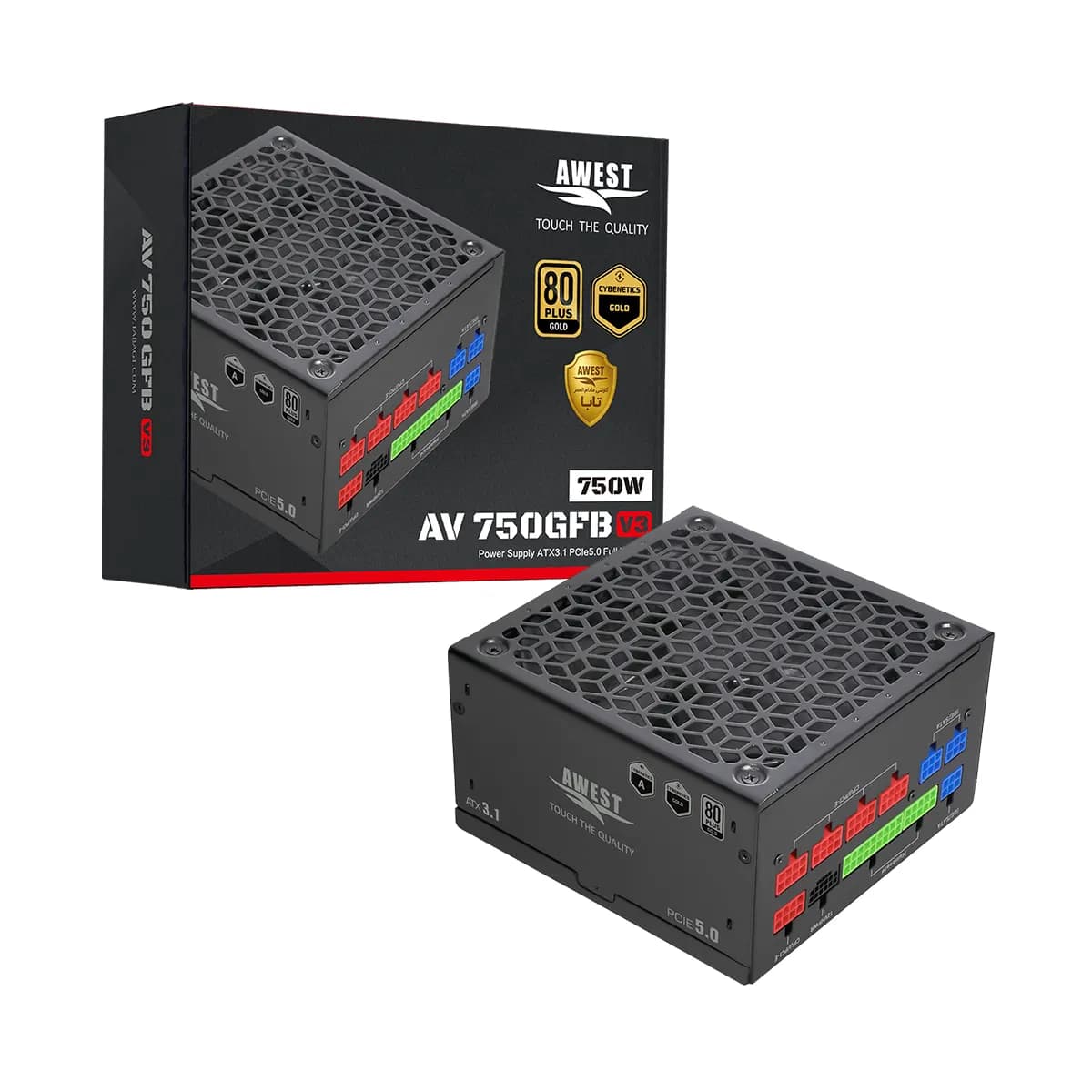منبع تغذیه کامپیوتر اوست مدل AV750 GFB V3 80 Plus Gold توان 750 وات — تصویر ۳