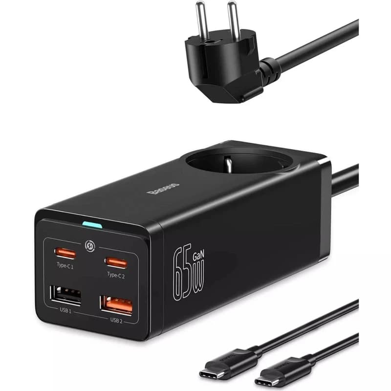 شارژر رومیزی باسئوس مدل Baseus PSZM000901 ظرفیت ۶۵ وات با ۵ پورت — تصویر ۲