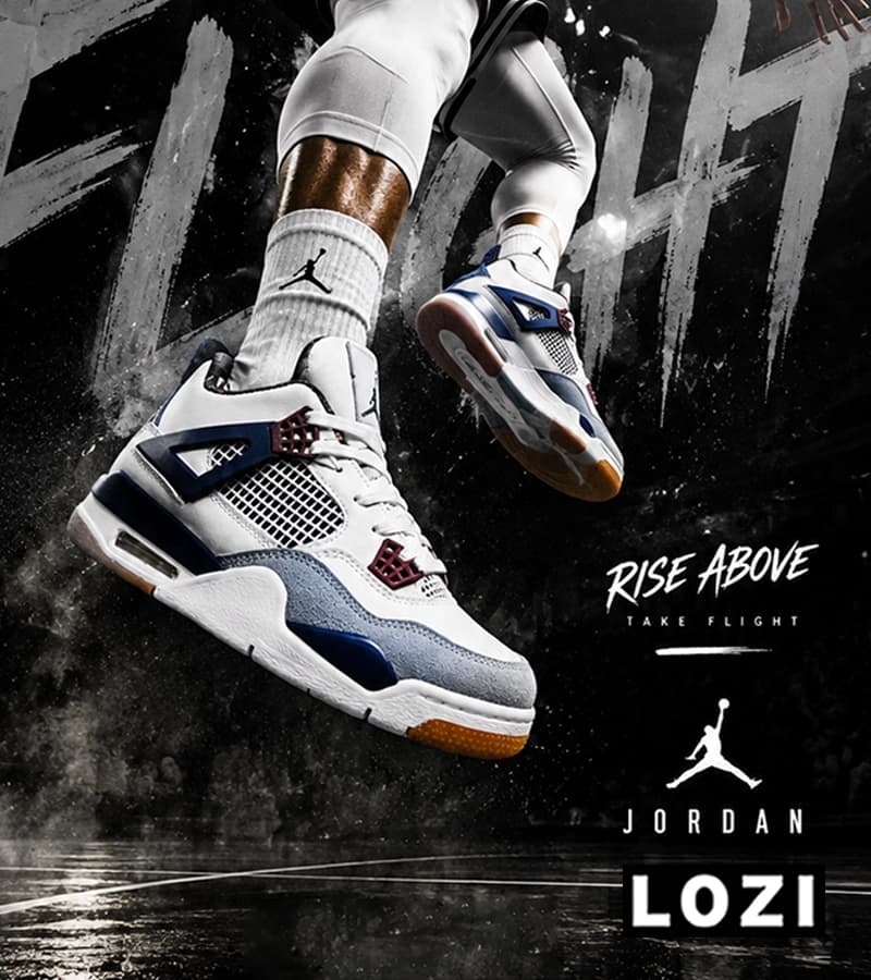 کتانی ساقدار زنانه و مردانه سفید آبی Nike air jordan 4 مدل 8242 — تصویر ۳